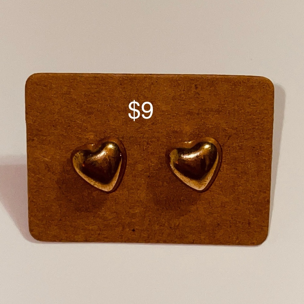 Gold Heart Stud Earrings